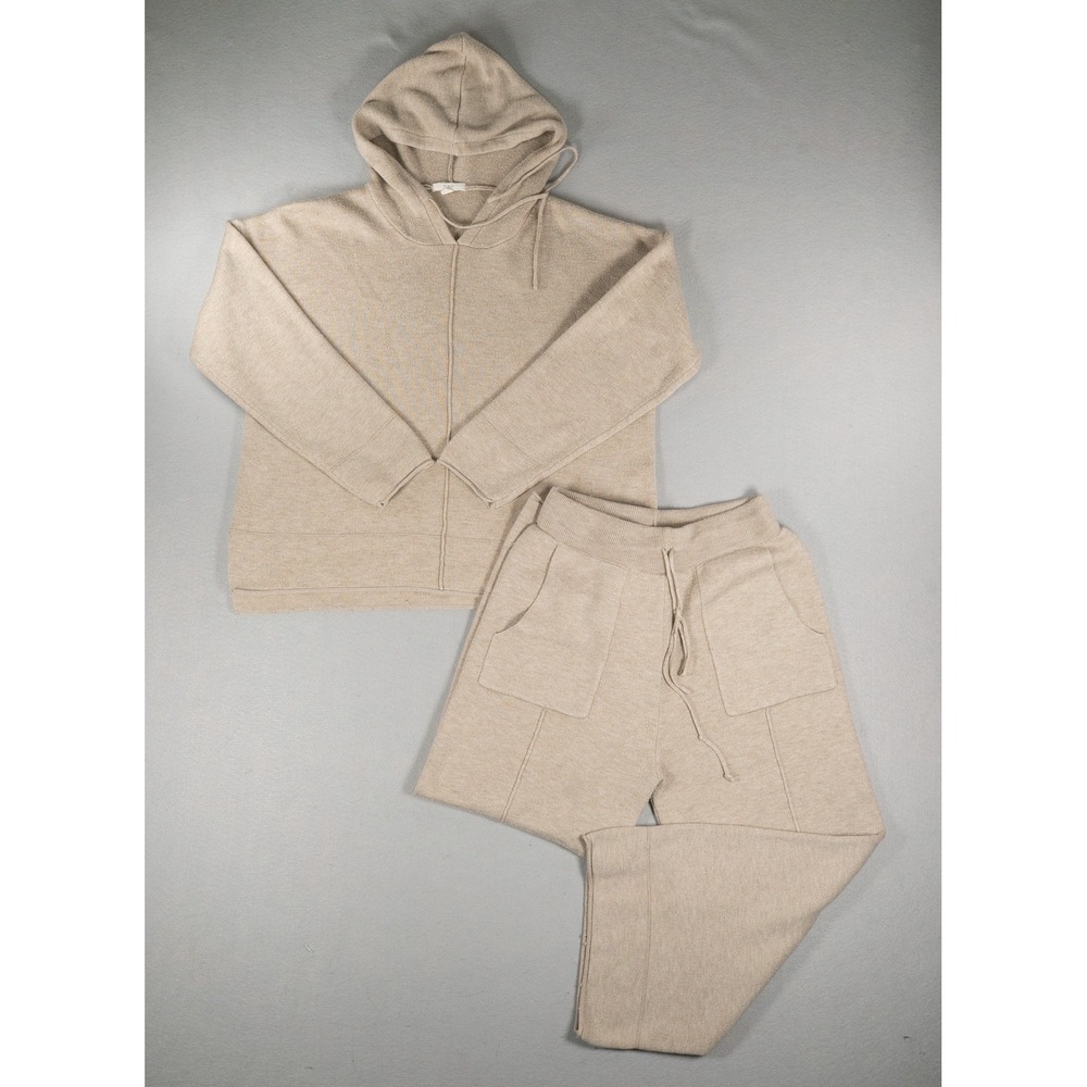 Nap Loungewear Wool Blend Knit Hoodie and Pants Set Oatmeal Beige